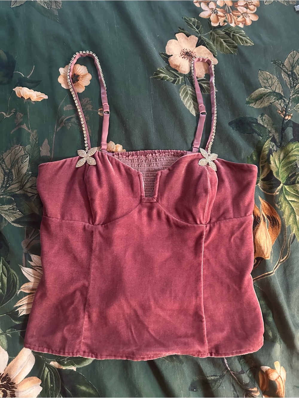 Reformation Desiree Velvet top. Dusty Rose Satin Bustier Top - Picture 2 of 4